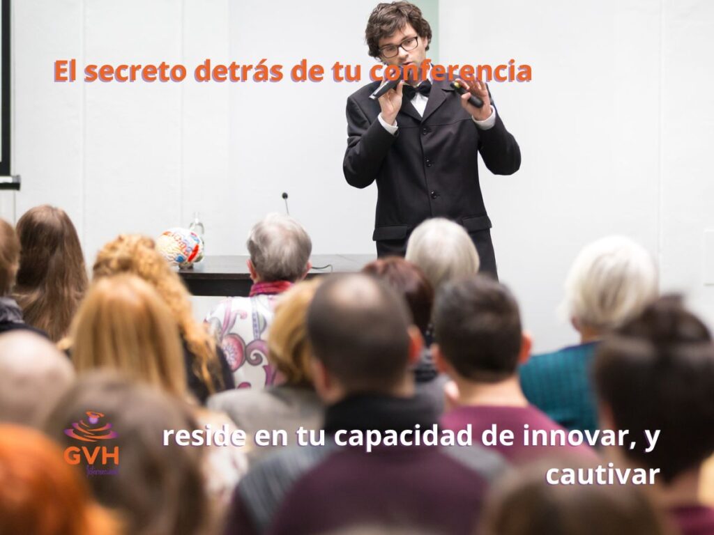 conferencista de frente hablando a su publico